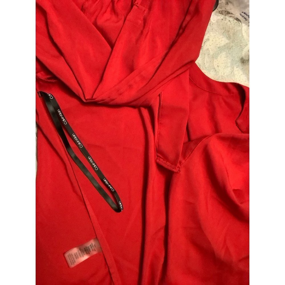 Calvin Klein Women Red Split Blouse — Small - Picture 6 of 7